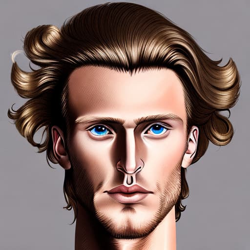 portrait+ style Russian queer supermodel blonde hunk dude face