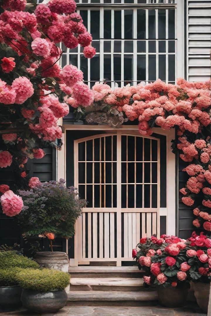  Capture a moment in time with a generated, well-structured photograph. Enhance the scene with your unique ideas, turning it into a personalized masterpiece: House with flowers