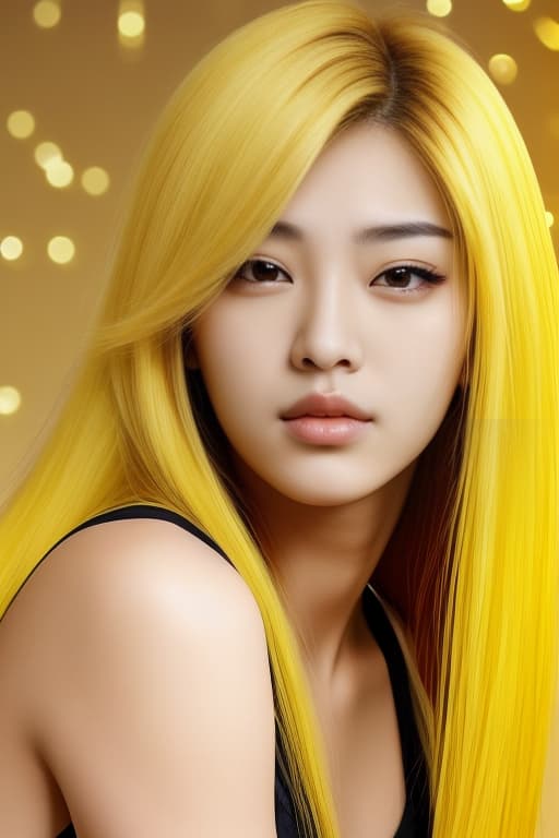  Female handsome eyebrow no sparkles aura yellow long spikey hair