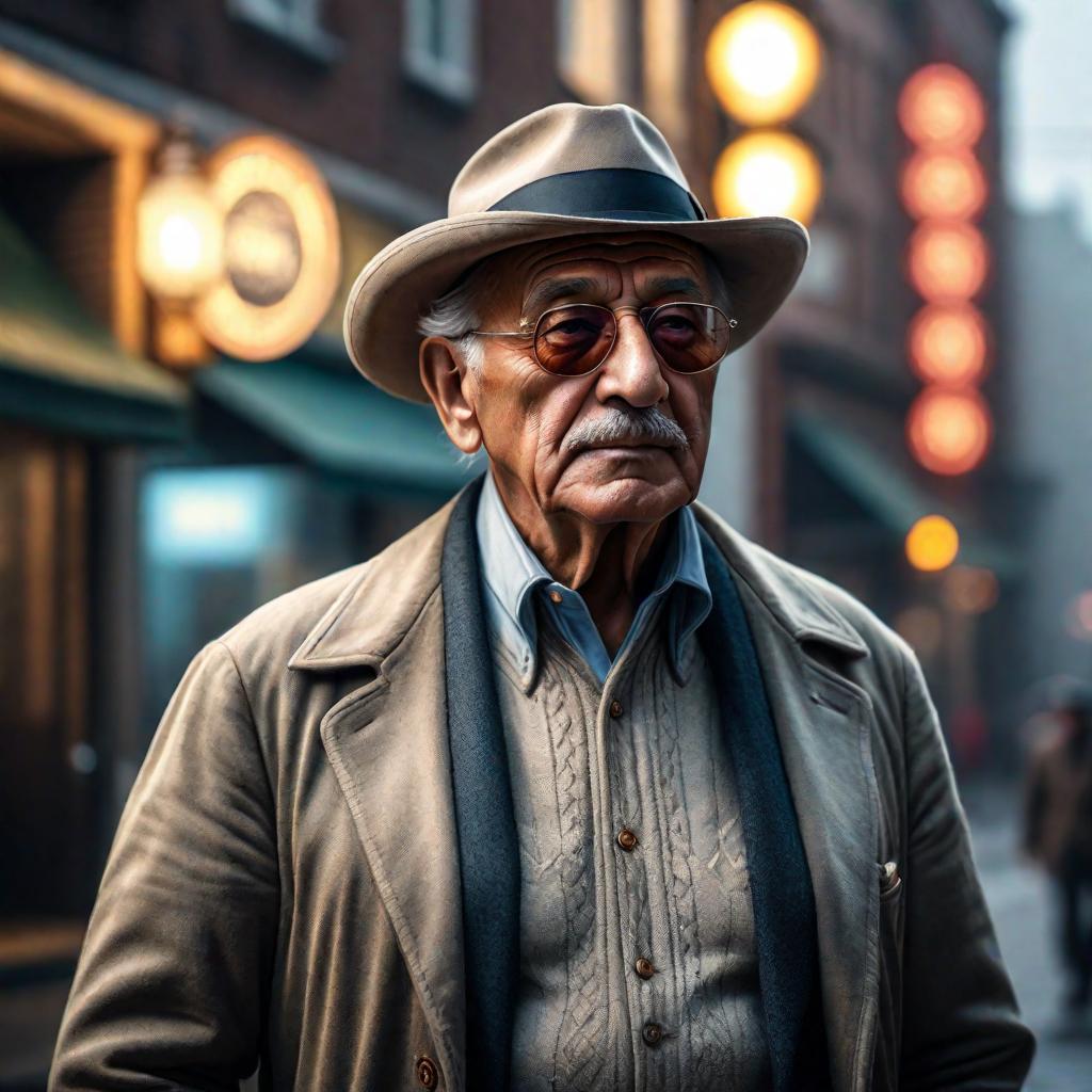  my grandfather hyperrealistic, full body, detailed clothing, highly detailed, cinematic lighting, stunningly beautiful, intricate, sharp focus, f/1. 8, 85mm, (centered image composition), (professionally color graded), ((bright soft diffused light)), volumetric fog, trending on instagram, trending on tumblr, HDR 4K, 8K