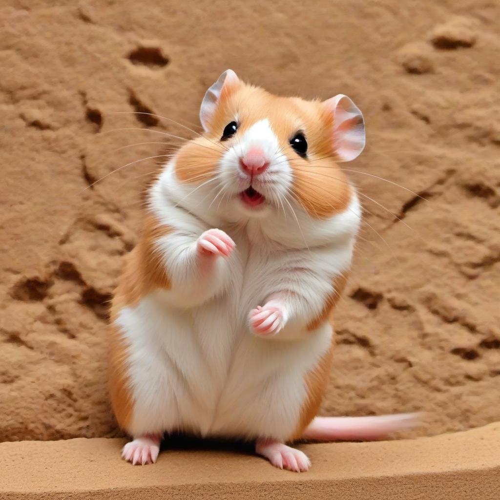  A joyful cartoon hamster to whom the hammer's friends go (everything should be in the photo)