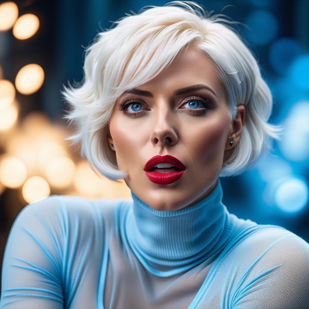  cinematic photo A , white short hair, blue eyes, lying , takes into her mouth. . 35mm photograph, film, bokeh, professional, 4k, highly detailed hyperrealistic, full body, detailed clothing, highly detailed, cinematic lighting, stunningly beautiful, intricate, sharp focus, f/1. 8, 85mm, (centered image composition), (professionally color graded), ((bright soft diffused light)), volumetric fog, trending on instagram, trending on tumblr, HDR 4K, 8K