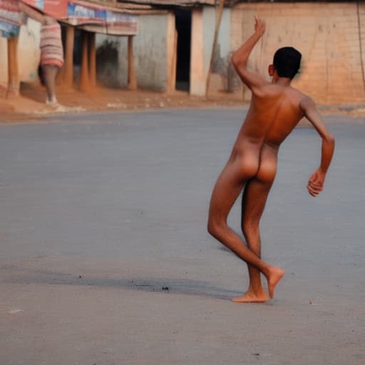  a Indian naked guy dancing in village