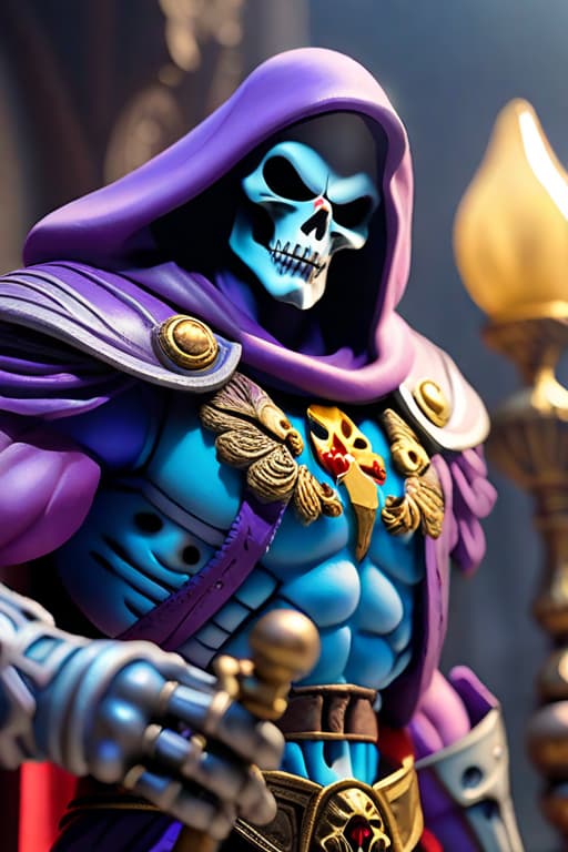  Skeletor as a child hyperrealistic, full body, detailed clothing, highly detailed, cinematic lighting, stunningly beautiful, intricate, sharp focus, f/1. 8, 85mm, (centered image composition), (professionally color graded), ((bright soft diffused light)), volumetric fog, trending on instagram, trending on tumblr, HDR 4K, 8K