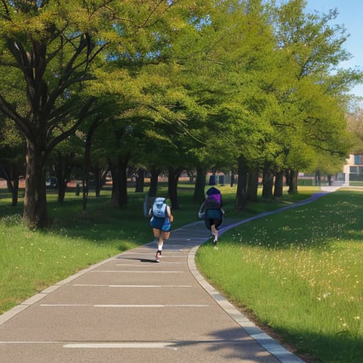  Early in the morning, the protagonist will get up and run in the trail on campus.