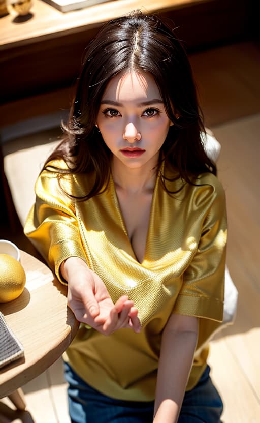  Gold plated cleaning clothes, (Masterpiece, BestQuality:1.3), (ultra detailed:1.2), (hyperrealistic:1.3), (RAW photo:1.2),High detail RAW color photo, professional photograph, (Photorealistic:1.4), (realistic:1.4), ,professional lighting, (japanese), beautiful face, (realistic face)