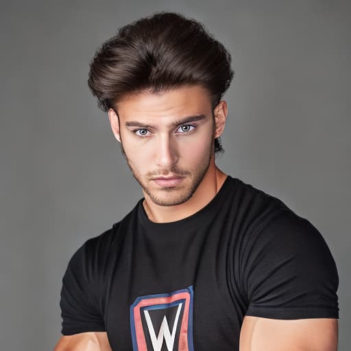 portrait+ style wwe queer brunette hunk dude face