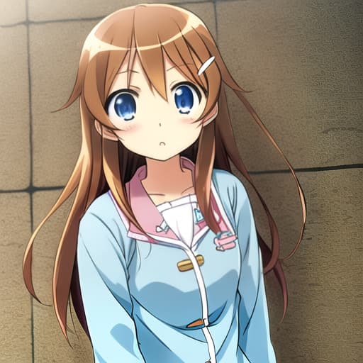  Kirino kousaka, yet brown hair, hair clip, cute blue eyes, outfit