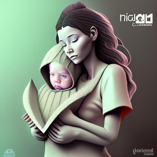 estilovintedois there is a woman holding a baby in her arms with a text overlay that reads with all love, zbrush contest winner, zbrush central contest winner, inspired by Anna Dittmann, inspired by Fabien Charuau, 3