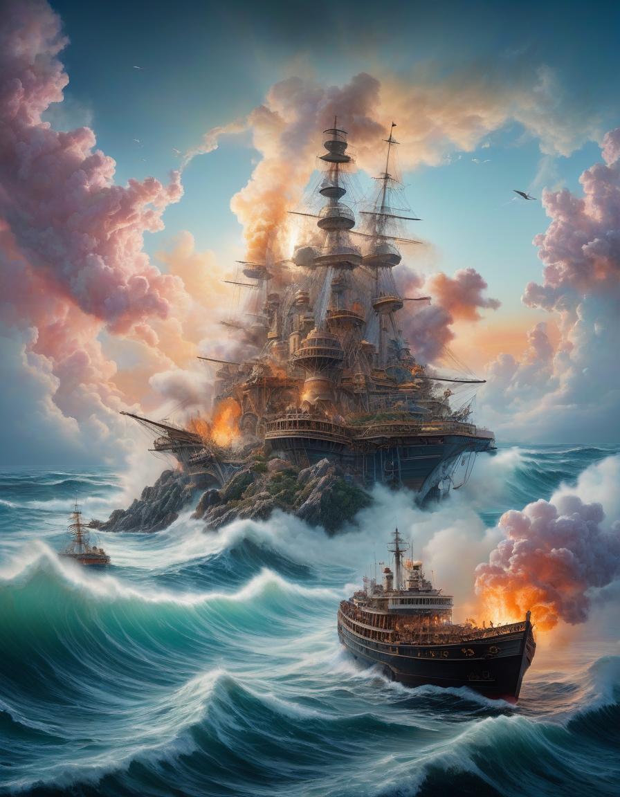  nautical themed The world lost its mind! Smoke in pastel tones. An amazing abstract fairy tale painting of the world, bright colors mixed with reality and the world. . sea, ocean, ships, maritime, beach, marine life, highly detailed hyperrealistic, full body, detailed clothing, highly detailed, cinematic lighting, stunningly beautiful, intricate, sharp focus, f/1. 8, 85mm, (centered image composition), (professionally color graded), ((bright soft diffused light)), volumetric fog, trending on instagram, trending on tumblr, HDR 4K, 8K