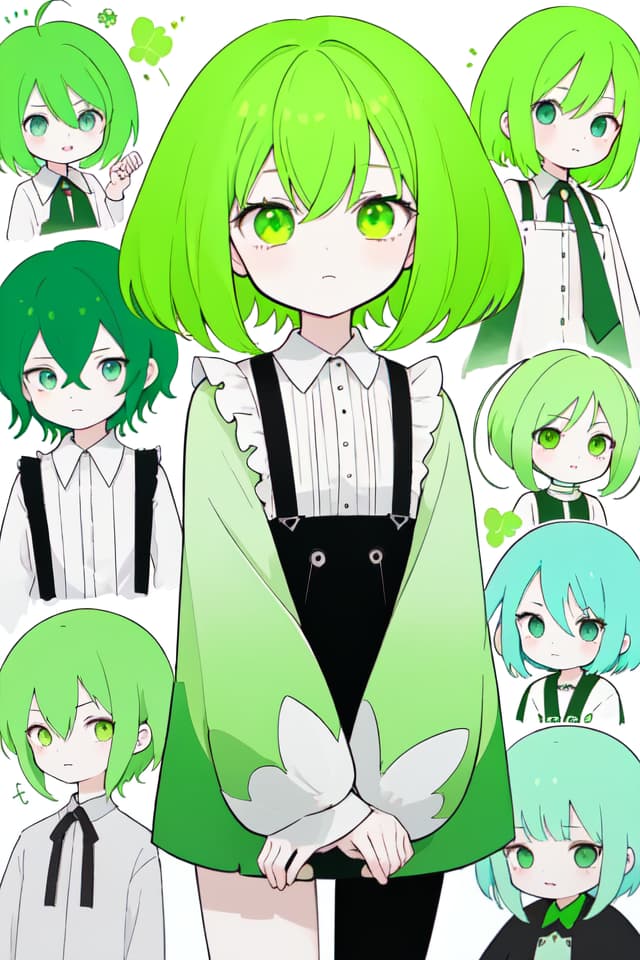  The colors of the green hair characters are all reversed