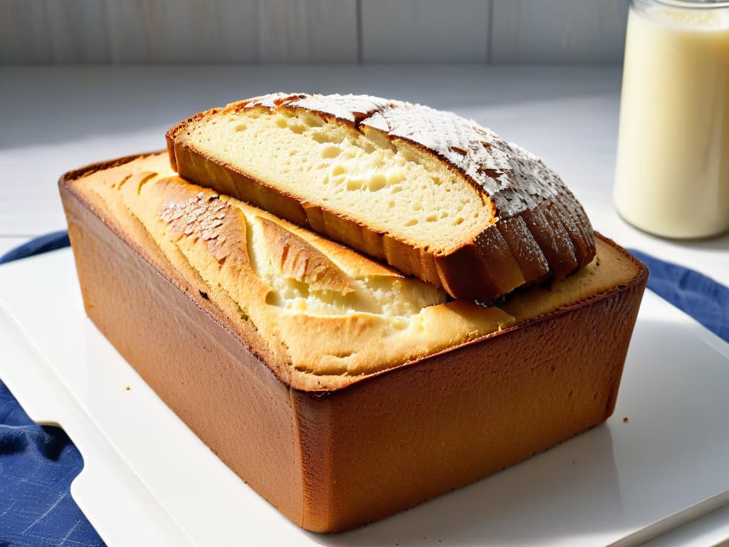  An ultradetailed closeup image of a perfectly golden brown, freshly baked ketofriendly almond flour and coconut oil bread loaf, sprinkled with a light dusting of erythritol sweetener. The bread's texture is visible, showcasing a tender crumb structure with slightly crispy edges. The lighting is soft, highlighting the intricate patterns on the crust, inviting the viewer to indulge in guiltfree keto baking perfection. hyperrealistic, full body, detailed clothing, highly detailed, cinematic lighting, stunningly beautiful, intricate, sharp focus, f/1. 8, 85mm, (centered image composition), (professionally color graded), ((bright soft diffused light)), volumetric fog, trending on instagram, trending on tumblr, HDR 4K, 8K