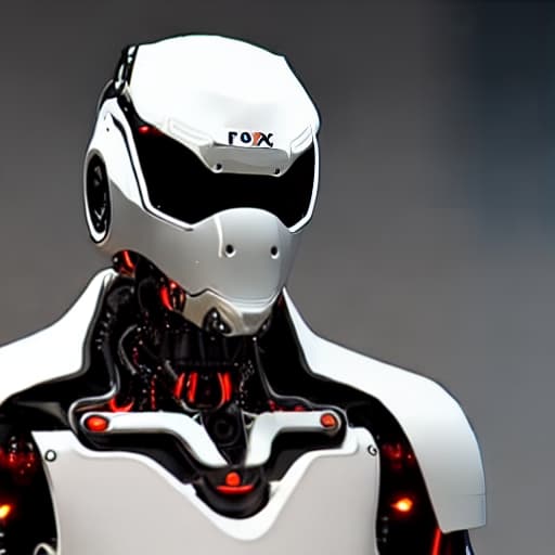 nousr robot humanoid fox with metallic body parts