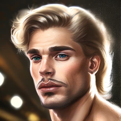 portrait+ style Russian queer Master IFBB brunette hunk dude face