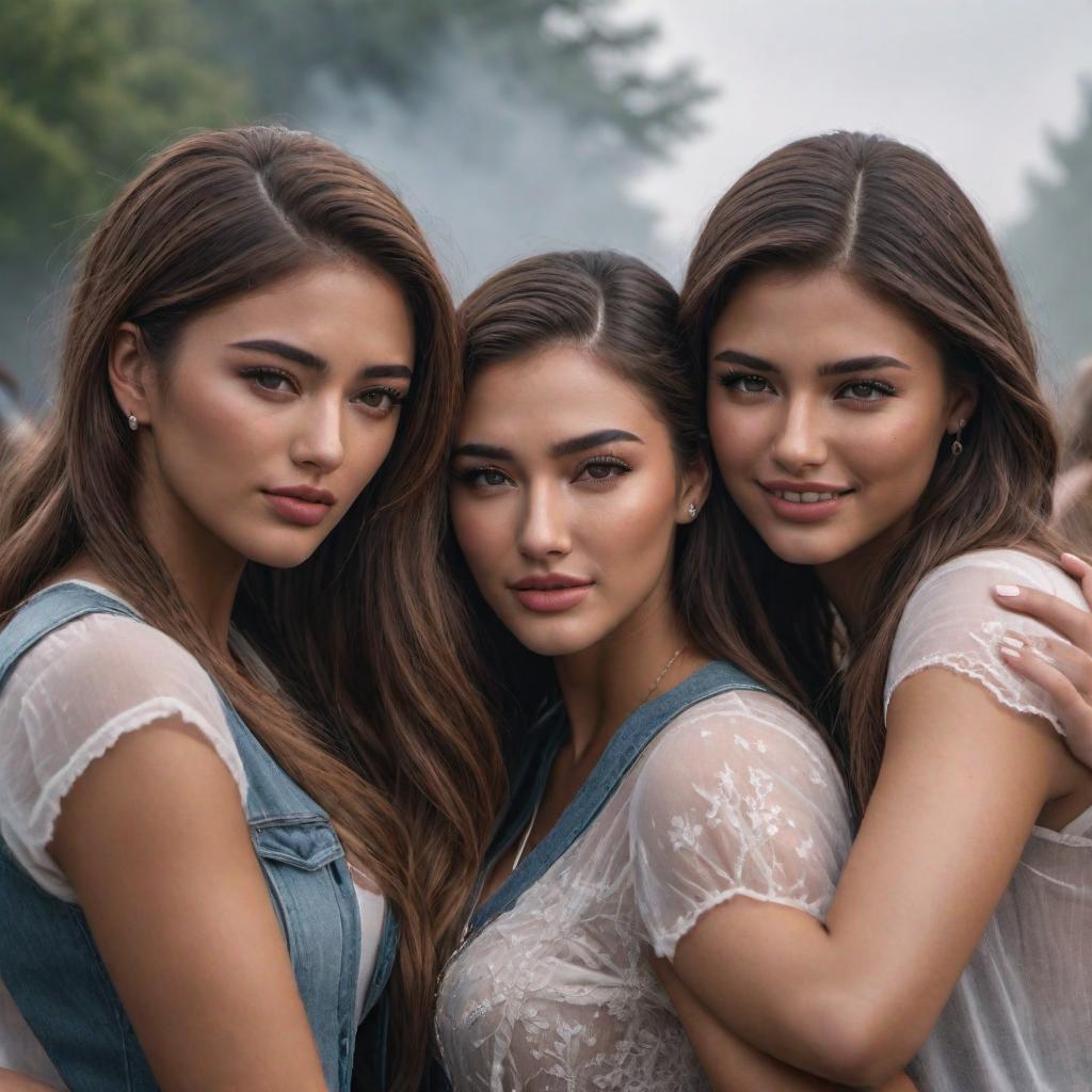  Four high school girls crying and hugging each other on the last day of school, showing a strong emotional bond as they say goodbye. hyperrealistic, full body, detailed clothing, highly detailed, cinematic lighting, stunningly beautiful, intricate, sharp focus, f/1. 8, 85mm, (centered image composition), (professionally color graded), ((bright soft diffused light)), volumetric fog, trending on instagram, trending on tumblr, HDR 4K, 8K