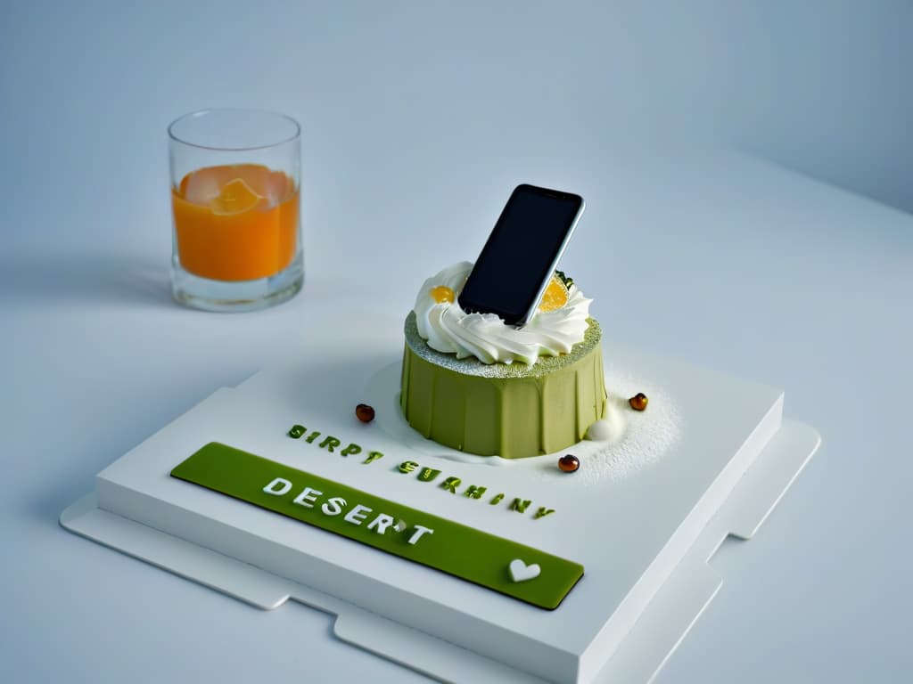  A highresolution, minimalist image featuring a sleek smartphone displaying a cuttingedge dessert design app interface. The screen shows a vibrant and userfriendly layout with innovative features for creating intricate dessert designs. The background is a soft, neutral color to enhance the modern and professional aesthetic of the image. hyperrealistic, full body, detailed clothing, highly detailed, cinematic lighting, stunningly beautiful, intricate, sharp focus, f/1. 8, 85mm, (centered image composition), (professionally color graded), ((bright soft diffused light)), volumetric fog, trending on instagram, trending on tumblr, HDR 4K, 8K