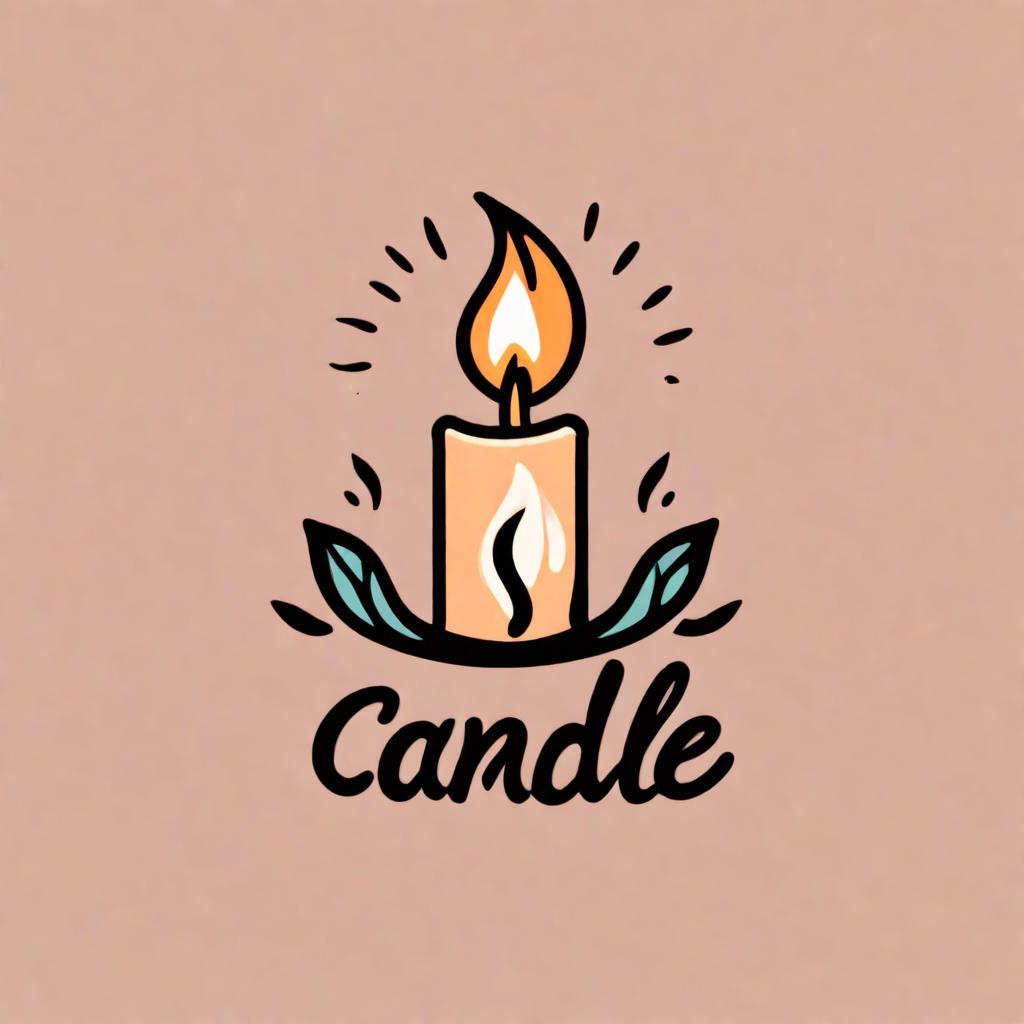  create a simple hand drawn logo for candle company with an eye with candle flame as pupil,