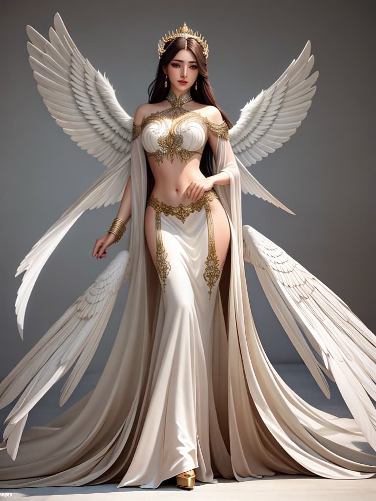  A winged woman hyperrealistic, full body, detailed clothing, highly detailed, cinematic lighting, stunningly beautiful, intricate, sharp focus, f/1. 8, 85mm, (centered image composition), (professionally color graded), ((bright soft diffused light)), volumetric fog, trending on instagram, trending on tumblr, HDR 4K, 8K