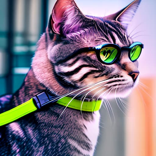 nvinkpunk Realistic image of a cat wearing headphones and reading glasses while riding a bus. hyperrealistic, full body, detailed clothing, highly detailed, cinematic lighting, stunningly beautiful, intricate, sharp focus, f/1. 8, 85mm, (centered image composition), (professionally color graded), ((bright soft diffused light)), volumetric fog, trending on instagram, trending on tumblr, HDR 4K, 8K