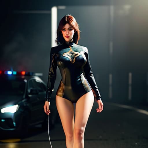  Policewoman with sexy figure. hyperrealistic, full body, detailed clothing, highly detailed, cinematic lighting, stunningly beautiful, intricate, sharp focus, f/1. 8, 85mm, (centered image composition), (professionally color graded), ((bright soft diffused light)), volumetric fog, trending on instagram, trending on tumblr, HDR 4K, 8K