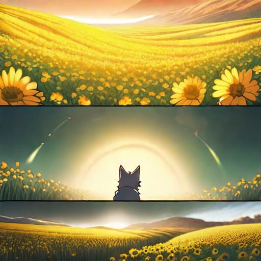  A Bobcat, close up, male focus, in front of a turntables and a microphone, in a field of yellow flowers, midoriya izuku, boku no hero academia, masterpiece, best quality, very aesthetic, absurdres hyperrealistic, full body, detailed clothing, highly detailed, cinematic lighting, stunningly beautiful, intricate, sharp focus, f/1. 8, 85mm, (centered image composition), (professionally color graded), ((bright soft diffused light)), volumetric fog, trending on instagram, trending on tumblr, HDR 4K, 8K