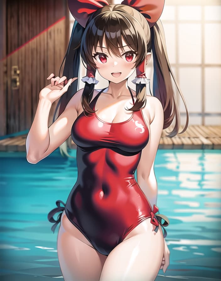  master piece , best quality,Reimu Eastern Character Swimsuit