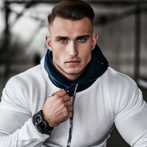 portrait+ style Russian queer junior IFBB brunette hunk dude face