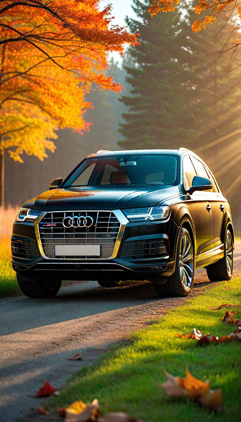  Professional 3D model of Black Audi q7 in a fall scene . Rendered with Octane, the model is highly detailed,dramatic lighting. hyperrealistic, full body, detailed clothing, highly detailed, cinematic lighting, stunningly beautiful, intricate, sharp focus, f/1. 8, 85mm, (centered image composition), (professionally color graded), ((bright soft diffused light)), volumetric fog, trending on instagram, trending on tumblr, HDR 4K, 8K