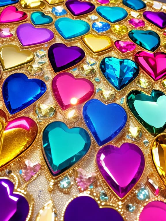  Colorful and sparkling heart gems lots of wallpaper