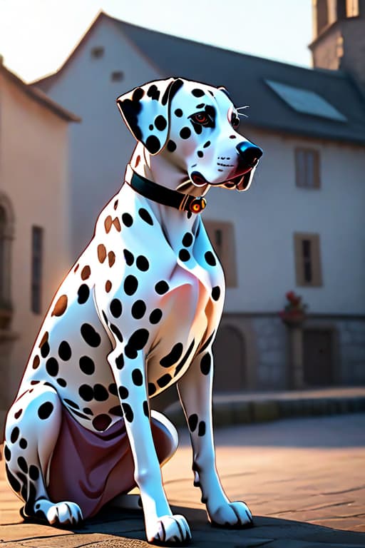  Dalmatian Android , ultra detailed, hd, 8k hyperrealistic, full body, detailed clothing, highly detailed, cinematic lighting, stunningly beautiful, intricate, sharp focus, f/1. 8, 85mm, (centered image composition), (professionally color graded), ((bright soft diffused light)), volumetric fog, trending on instagram, trending on tumblr, HDR 4K, 8K