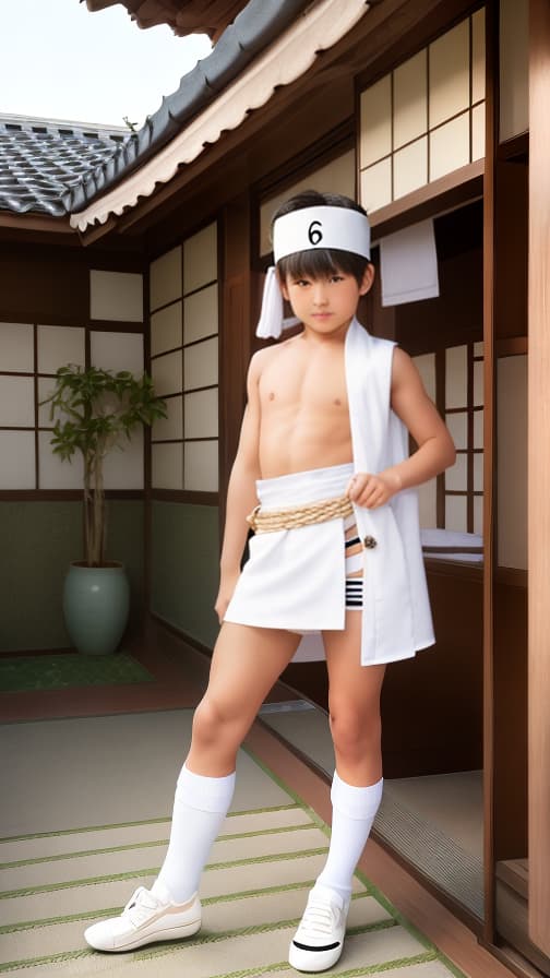  6th grade White high socks loincloth Ryokan Boy