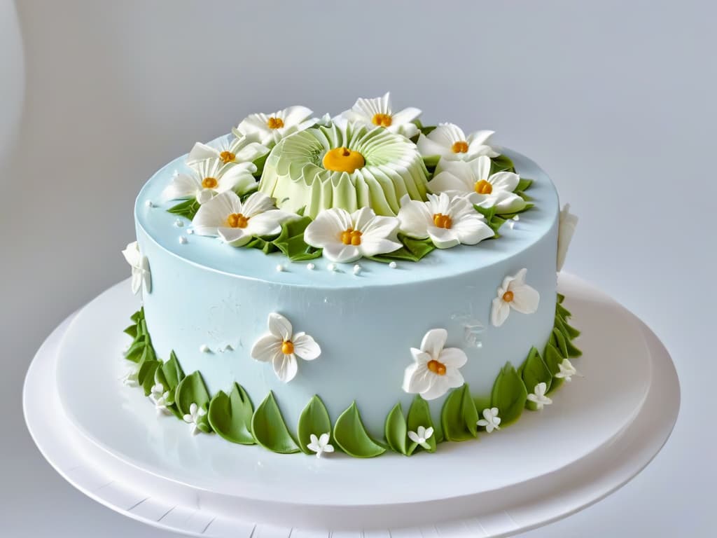  A minimalist and elegant image of a beautifully decorated cake with intricate piping details, sitting on a sleek white cake stand against a soft blurred background. The cake is adorned with delicate fondant flowers and expertly crafted sugar decorations, showcasing the artistry and skill of a talented pastry chef. The focus is on the precision and craftsmanship of the decorations, highlighting the sophistication and quality that can be achieved with effective email marketing strategies for bakeries. hyperrealistic, full body, detailed clothing, highly detailed, cinematic lighting, stunningly beautiful, intricate, sharp focus, f/1. 8, 85mm, (centered image composition), (professionally color graded), ((bright soft diffused light)), volumetric fog, trending on instagram, trending on tumblr, HDR 4K, 8K