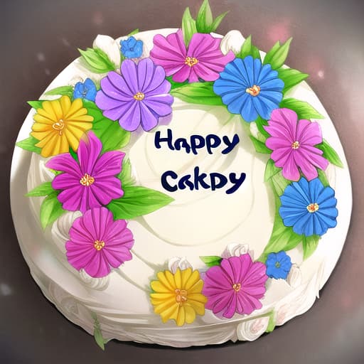  happy flowers and cake