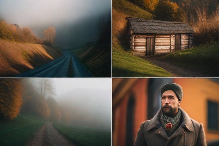  Russian village hyperrealistic, full body, detailed clothing, highly detailed, cinematic lighting, stunningly beautiful, intricate, sharp focus, f/1. 8, 85mm, (centered image composition), (professionally color graded), ((bright soft diffused light)), volumetric fog, trending on instagram, trending on tumblr, HDR 4K, 8K