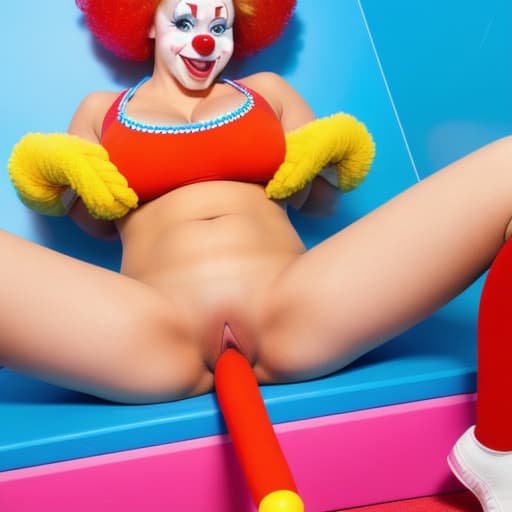  female clown being fucked prone, massive