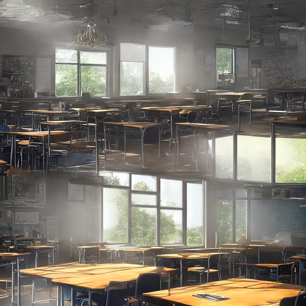  This masterpiece is a high detailed, ultra-detailed 8k quality image. It features a TikTok video cover with a 3:4 ratio and 25% blank space at the top and bottom. The background showcases a blue, purple, and green theme. The main subject of the scene is ChatGPT, a girl sitting in a classroom. The elements in the scene include a desk with books and stationery ((highlighted by a soft glow)), a chalkboard ((filled with colorful drawings)), sunlight ((streaming through the windows)), and a clock on the wall ((showing the time as 3:30 pm)). hyperrealistic, full body, detailed clothing, highly detailed, cinematic lighting, stunningly beautiful, intricate, sharp focus, f/1. 8, 85mm, (centered image composition), (professionally color graded), ((bright soft diffused light)), volumetric fog, trending on instagram, trending on tumblr, HDR 4K, 8K