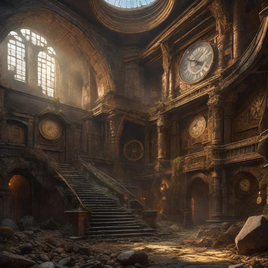  HIGH CLOSE UP. ABANDONED DUNGEON WITHOUT WINDOWS, A HUGE CLOCK DIAL ON THE ENTIRE WALL. EVERYWHERE, DESTRUCTION, DESTRUCTION, DECOMPOSITION. GARBAGE AND STONES ON THE ROOTED FLOOR., realistic, portrait, art by donato giancola and greg rutkowski, realistic face, digital art, trending on artstation hyperrealistic, full body, detailed clothing, highly detailed, cinematic lighting, stunningly beautiful, intricate, sharp focus, f/1. 8, 85mm, (centered image composition), (professionally color graded), ((bright soft diffused light)), volumetric fog, trending on instagram, trending on tumblr, HDR 4K, 8K