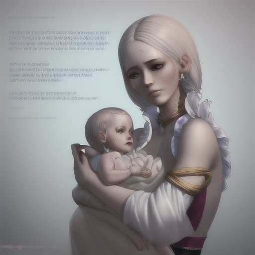  there is a woman holding a baby in her arms with a text overlay that reads with all love, zbrush contest winner, zbrush central contest winner, inspired by Anna Dittmann, inspired by Fabien Charuau, 3