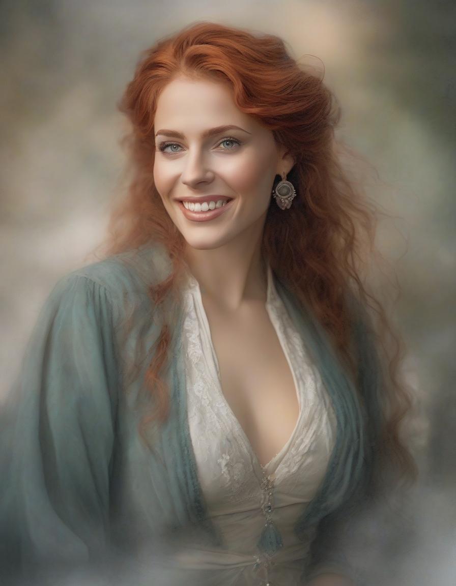  cinematic film still watercolor drawing on a white background, close up of the most detailed portrait of a cheerful pretty freckled young with long tousled red hair, ((laughs merrily)), light dress, expressive gray green eyes drawn in the most detail, long eyelashes, an image in the style of Daniel F. Gerhartz and Eugene de Blaas, maximum emphasis on the face, saturated colors, . shallow depth of field, vignette, highly detailed, high budget, bokeh, cinemascope, moody, epic, gorgeous, film grain, grainy hyperrealistic, full body, detailed clothing, highly detailed, cinematic lighting, stunningly beautiful, intricate, sharp focus, f/1. 8, 85mm, (centered image composition), (professionally color graded), ((bright soft diffused light)), volumetric fog, trending on instagram, trending on tumblr, HDR 4K, 8K