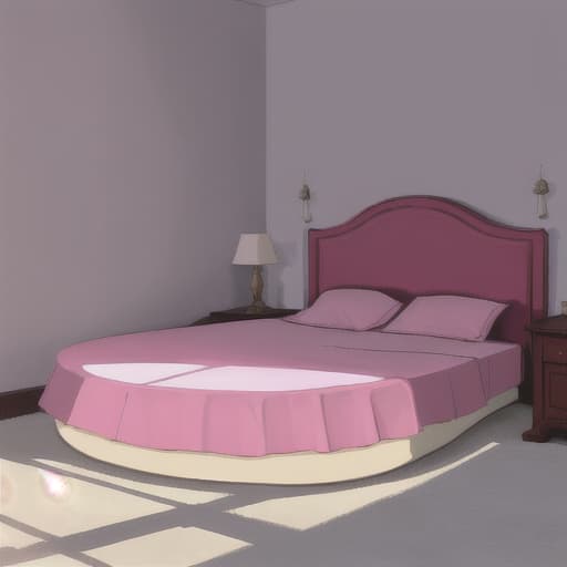  A bed in oval shape with a vibrant color over shadow