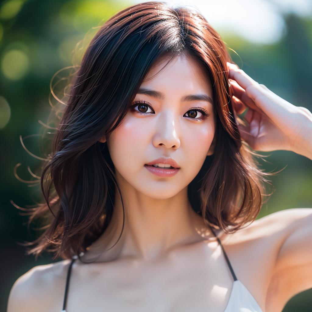  (masterpiece:1.3), (8k, photorealistic,photo, best quality: 1.4), (Japanese woman wearing clothes:),(realistic face), realistic eyes, (realistic skin), beautiful skin, (perfect body:1.3), (detailed body:1.2), bikini hyperrealistic, full body, detailed clothing, highly detailed, cinematic lighting, stunningly beautiful, intricate, sharp focus, f/1. 8, 85mm, (centered image composition), (professionally color graded), ((bright soft diffused light)), volumetric fog, trending on instagram, trending on tumblr, HDR 4K, 8K