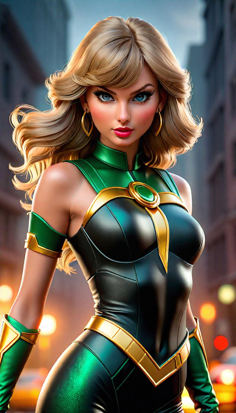  Professional 3D model of Taylor Swift as a Black Power Ranger . Rendered with Octane, the model is highly detailed,dramatic lighting. hyperrealistic, full body, detailed clothing, highly detailed, cinematic lighting, stunningly beautiful, intricate, sharp focus, f/1. 8, 85mm, (centered image composition), (professionally color graded), ((bright soft diffused light)), volumetric fog, trending on instagram, trending on tumblr, HDR 4K, 8K