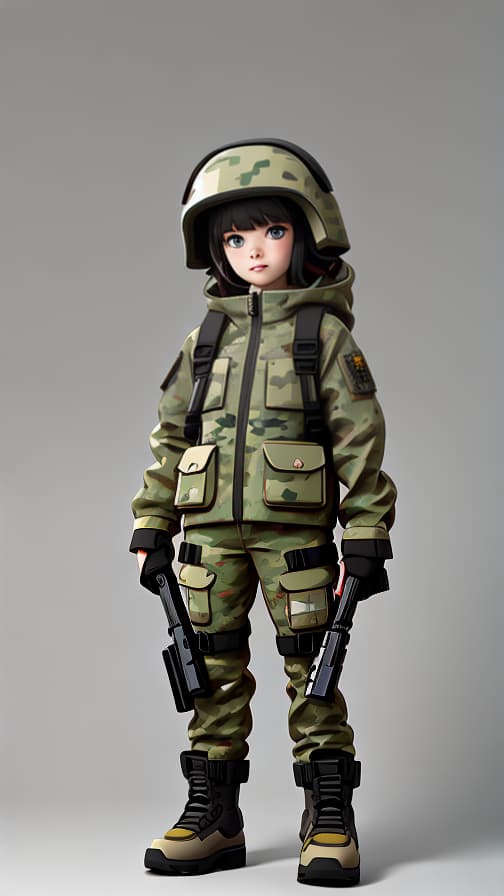  Full body camouflage clothing combat full body rifle gun girl cute