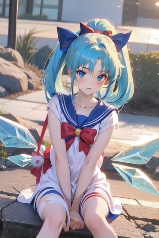  Cirno, sailor moon cosplay, naked, lewd