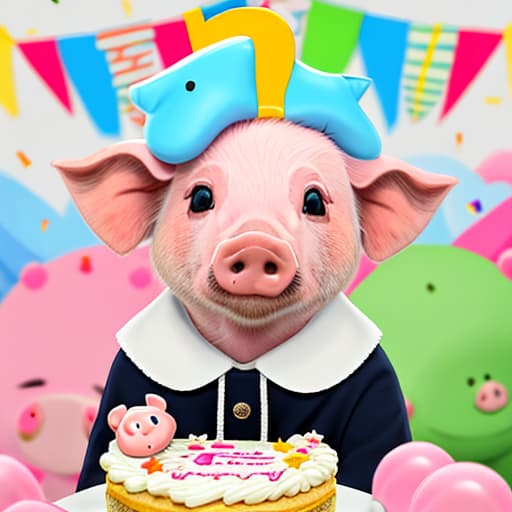  6th birthday, boy, pig,