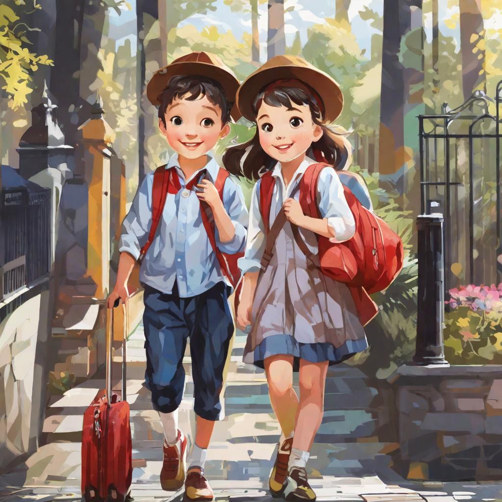  masterpiece, best quality,Children on their way to school