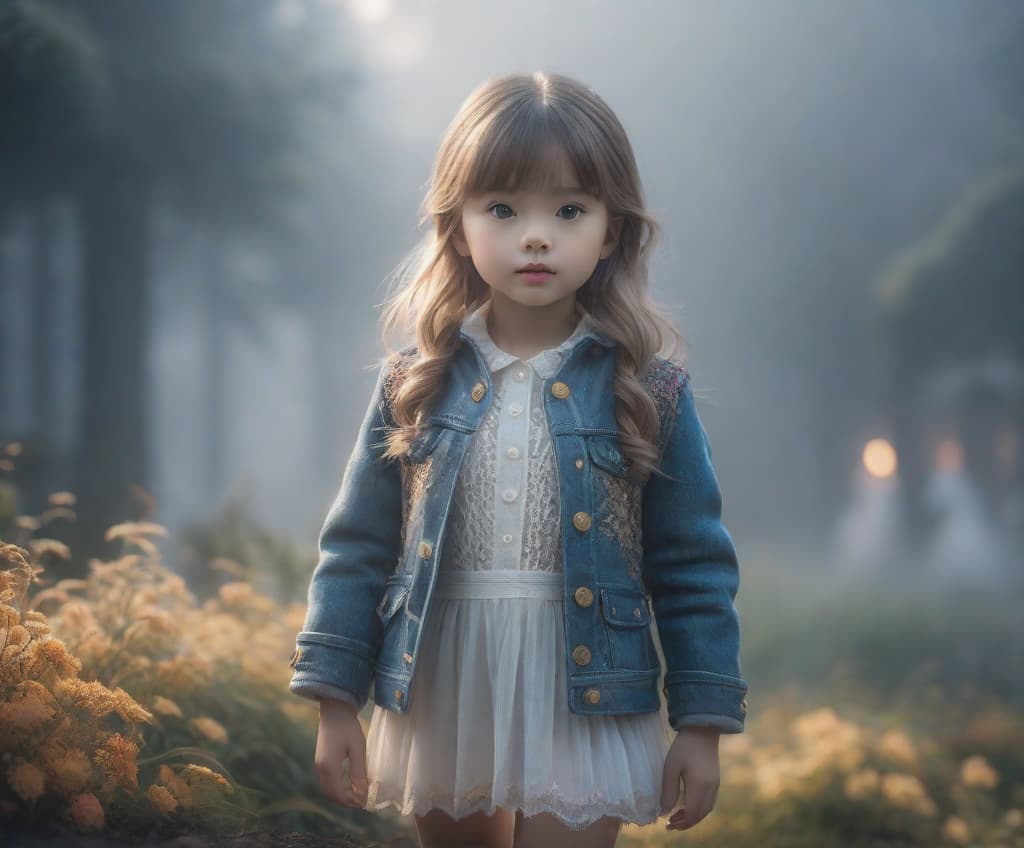  wonderful, little girl hyperrealistic, full body, detailed clothing, highly detailed, cinematic lighting, stunningly beautiful, intricate, sharp focus, f/1. 8, 85mm, (centered image composition), (professionally color graded), ((bright soft diffused light)), volumetric fog, trending on instagram, trending on tumblr, HDR 4K, 8K