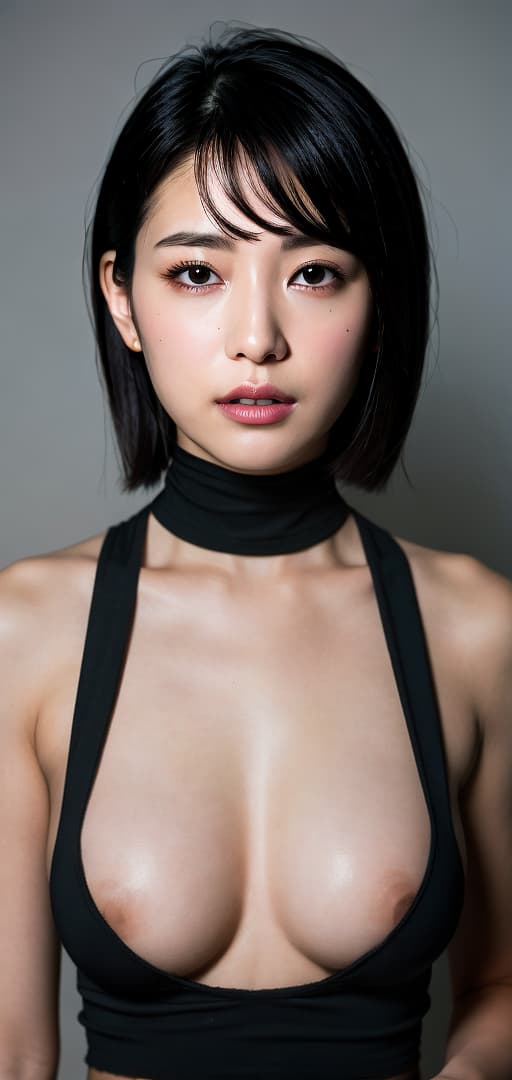  Best quality, masterpiece, ultra high res, (photorealistic:1.4), raw photo, (detail face:1.3), (realistic skin), deep shadow, dramatic lighting, fashionable, short hair, high nose, almond eyes, slightly busty, wide hips, black hair, independent, spider cowgirl, Iwanami Shiori, Natsuna, deep shadow, dramatic lighting, portrait, portrait size, unedited, symmetrical balance