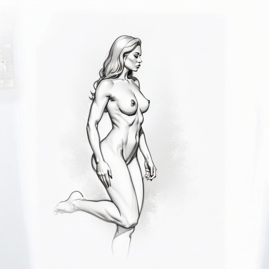  sketch drawing, naked woman hyperrealistic, full body, detailed clothing, highly detailed, cinematic lighting, stunningly beautiful, intricate, sharp focus, f/1. 8, 85mm, (centered image composition), (professionally color graded), ((bright soft diffused light)), volumetric fog, trending on instagram, trending on tumblr, HDR 4K, 8K