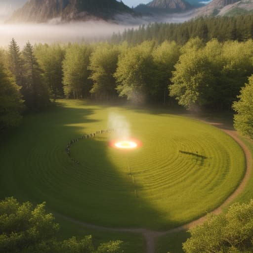  Aura circle, footprints of several animal species, incorporated into the meadow. hyperrealistic, full body, detailed clothing, highly detailed, cinematic lighting, stunningly beautiful, intricate, sharp focus, f/1. 8, 85mm, (centered image composition), (professionally color graded), ((bright soft diffused light)), volumetric fog, trending on instagram, trending on tumblr, HDR 4K, 8K